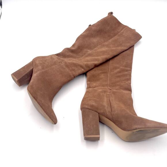 STEVE MADDEN RADDLE TAN LEATHER/SUEDE BOOTS women's size 9.5 - Picture 2 of 12